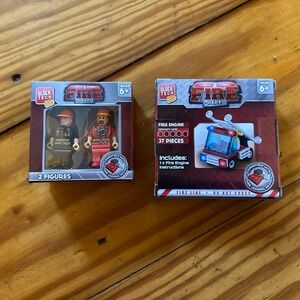 Block Tech Building Block Sets Fire Engine Toy 37 Pieces & 2 Fireman Figures